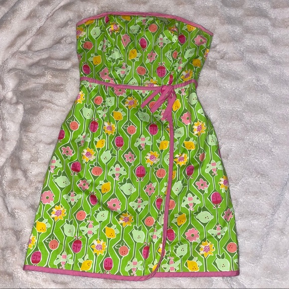 Lilly Pulitzer | Dresses | Lilly Pulitzer Strapless Green Floral Dre ...